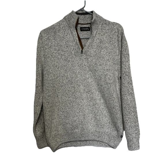 Chaps Other - Chaps 1/4 zip Heavy Knit Mens Sweater Medium Normcore Western Neutral Comfy Gray